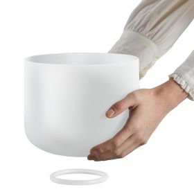 Crystal Singing Bowl, 8-inch F Note Heart Chakra Singing Bowl, Frosted Quartz Singing Bowl with Rubber Mallet and O-Ring, Perfect for Meditation,