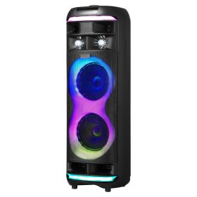 Karaoke Machine for Adults, 80W, 8-inch Portable Bluetooth Speaker with 2 Wireless Microphones, LED Light, TWS Function, Rolling Wheels
