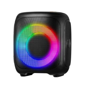Karaoke Machine for Adults, 15W, 4-inch Portable Bluetooth Speaker with 2 Wireless Microphones, LED Light, TWS Function, Handle