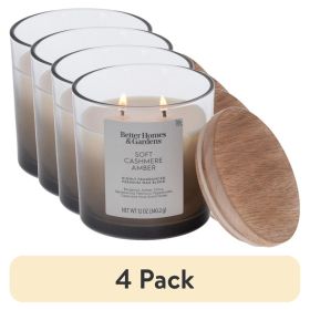 (4 pack)and Soft Cashmere and Amber Scented 2-Wick Ombre Jar Candle 12oz.