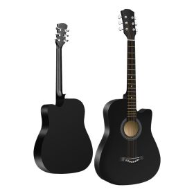 41-inch Black Guitar (Basswood Body, Matte Finish) with Black Backpack, Shoulder Strap, 2 Guitar Picks, and 1 Set of Guitar Strings
