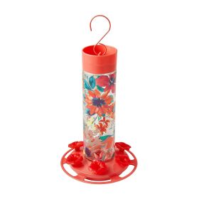 Fresh Floral Glass Decorative Hummingbird Feeder 20 oz, Orange