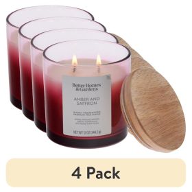 (4 pack)and Amber and Saffron Scented 2-Wick Ombre Jar Candle 12oz.