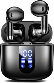 Wireless Earbuds, Bluetooth Headphones with Deep Bass Stereo, 48H Playback Ear Buds with LED Power Display, Lightweight, IPX7