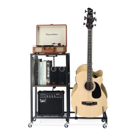 Multifunction Guitar Stand with 3 USB Ports and 2 AC Outlets, and 2-Tier for Acoustic, Electric Guitar, Bass