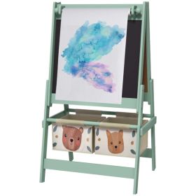 Art Easel with Paper Roll, Blackboard, Whiteboard, Storage, Green
