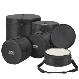 5-Piece Drum Bag Kit, Durable 1680D Oxford Material, Cushioned Cases with 1.5m Removable Shoulder Strap and Carry Handles, Collapsible, Fits 22''