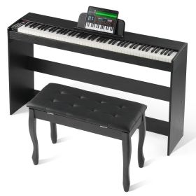 Weighted Digital Piano, 88 Key Fully Weighted Keys, Dual Keyboard & Speakers Simple Cabinet Bracket with Twin Bench Headphone 200 Tones & Rhythms