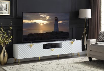 Gaines White High Gloss Finish TV Stand