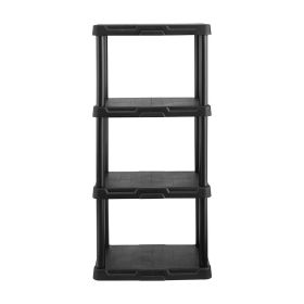 4-Shelf Black Plastic Storage Shelf, 22" W x 14" D x 47" H, Holds up to 200 lb Total Capacity