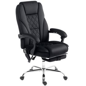 Massage Office Chair, Heated Reclining Computer Chair with Adjustable Height and Footrest, Black