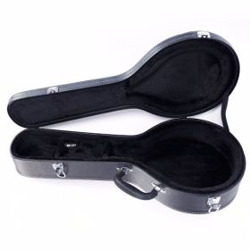 [Replace 78204243]Hardshell A-Style Microgroove Pattern Leather Wood Mandolin Case Black
