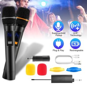 UHF Wireless Microphones Rechargeable Wireless Microphones Metal Handheld Dynamic Mics with 262FT Range for Karaoke Party DJ Wedding Speech Outdo
