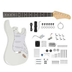 DIY 6 String ST Style Electric Guitar Kits with Mahogany Body, Maple Neck and Accessories White
