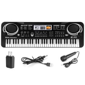 61 Keys Digital Music Electronic Keyboard Electric Piano Musical Instrument Kids Learning Keyboard w/ Microphone For Beginners Kids Girls Boys Ad