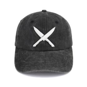 2pcs Knives Black Hat For Women Men, Adjustable Embroidered Wash Cotton Baseball Cap (Option: 1PCS)