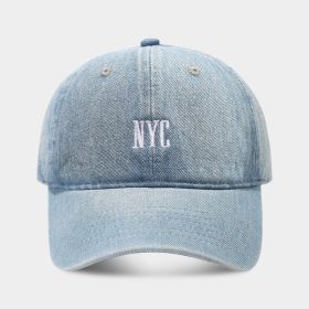 American Retro Denim Alphabet Peaked Cap (Option: Light Blue-Adjustable)