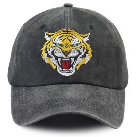 Tiger Hat For Men Women, Tiger Gifts For Tiger Lovers, Classic Cotton Wild Animals Embroidered Baseball Cap (Option: Grey)