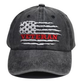 USA Patriotic Military Hat,Distressed Veteran Army Hat For Men Women, Adjustable Embroidered Wash Cotton Baseball Cap (Option: Grey)