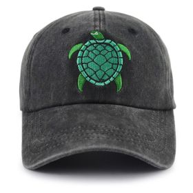 Sea Turtle Hat For Women Men, Funny Adjustable Embroidered Wild Animals Baseball Cap (Option: Grey)