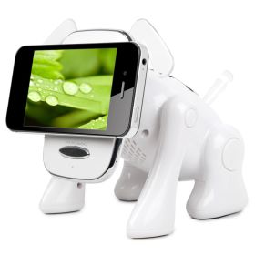 Puppy Dog Wireless Speaker Portable Mini Music Player Stereo Cute Animal Speaker With Built-In Mic FM Radio Stereo Bass MMC Card Slot USB Port Fo (Option: White)