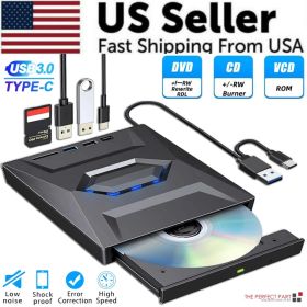 External CD DVD Drive USB 3.0 Writer Burner Player For PC Laptop Windows 11 10 (Option: Default Title)