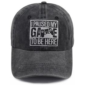 2pcs I Paused My Game To Be Here Baseball Cap,Gamer Gifts For Men Women, Adjustable Embroidered Wash Cotton Baseball Cap (Option: 1PCS)