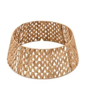 Handcrafted Openwork Woven Hyacinth Wicker Christmas Tree Collar - Rattan Xmas Tree Skirt & Stand Base Cover (Natural, 24 In) (Option: Defaulttitle)