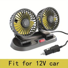 USB; 12V; 24V; Rotatable Vehicle-mounted Fan For Truck/ Car /Touring Car Universal Double-head Fan (Color: 12V)