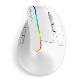 M618C Wireless Silent Ergonomic Vertical 6 Buttons Gaming Mouse USB Receiver RGB 1600 DPI Optical Mice With For PC Laptop (Ships From: China, Color: M618C White)