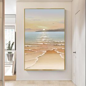 Hand Painted Oil Painting Large Sea Canvas Oil Painting Handmade Blue Sea Landscape Abstract White Wave Painting Textured Sea Painting Living Roo (style: 01, size: 100X150cm)