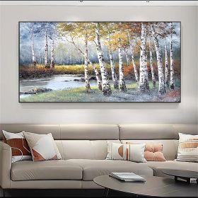 Hand Painted Oil Painting Large Original Oil Painting Abstract Art Nature Home Decor Riverside Scenery Oil Painting Modern Painting Living Room P (style: 01, size: 150X220cm)