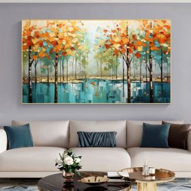 Abstract Forest Oil Painting on Canvas Large Wall Art Original Tree Landscape Art Custom Painting Modern Living Room Decor Handmade Gift (style: 01, size: 140x280cm)