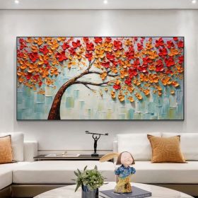 Abstract Tree of Life Oil Painting on Canvas Large Wall Art Original Red Minimalist Wall Art Custom Painting Boho Living Room Home Decor (style: 01, size: 40x80cm)
