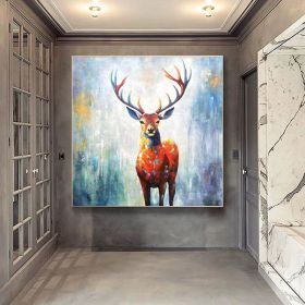 Hand Painted Abstract Deer Oil Painting On Canvas Textured Wall Art Animal Painting Textured Painting Abstract Wall Art Textured Wall Decor Gift (style: 01, size: 50x50cm)