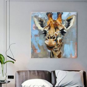 Giraffe Painting On Canvas Giraffe Portrait Canvas Original Fine Art Animals Wall Art Hand Painted Oil Painting (style: 01, size: 80x80cm)