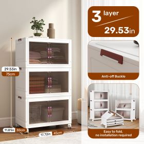 Plastic Foldable Storage Cabinet with Multiple Sizes (size: 3 levels)