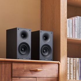 Passive Bookshelf Home Speakers Pair Of Stereo Audio Speakers Cone 65Hz-20KHz (Option: Black)