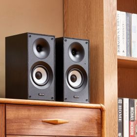 Active Powered Bookshelf Studio Monitor Speakers 25W X2 Bluetooth Coaxial Stereo (Option: Black)