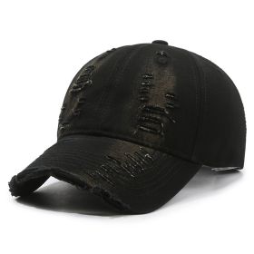 Street Hole Vintage Baseball Cap Men Do The Old Cowboy Washed (Option: Black-Adjustable)